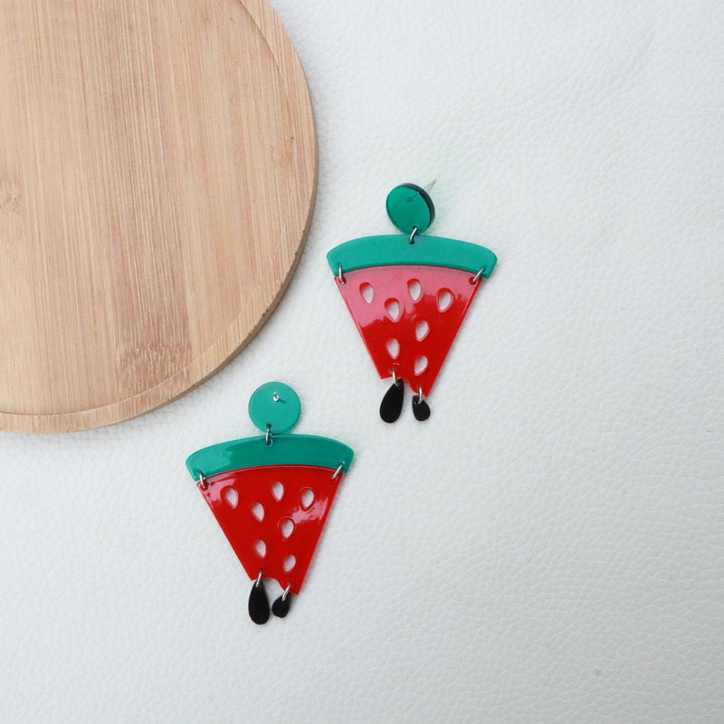 Wholesale Acrylic Watermelon Earrings Ft Funny