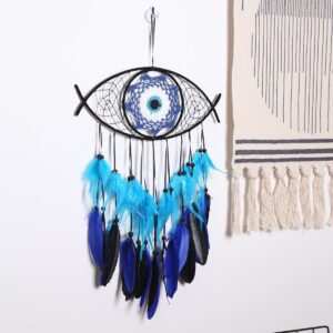 Ms9184b black double layer evil eye dream catcher / φ36*38