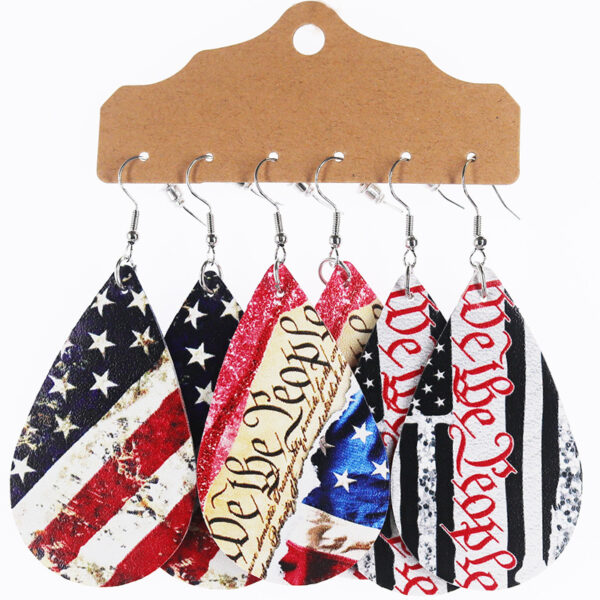 Wholesale Independence Day Theme Leather Set Water Drop Earrings