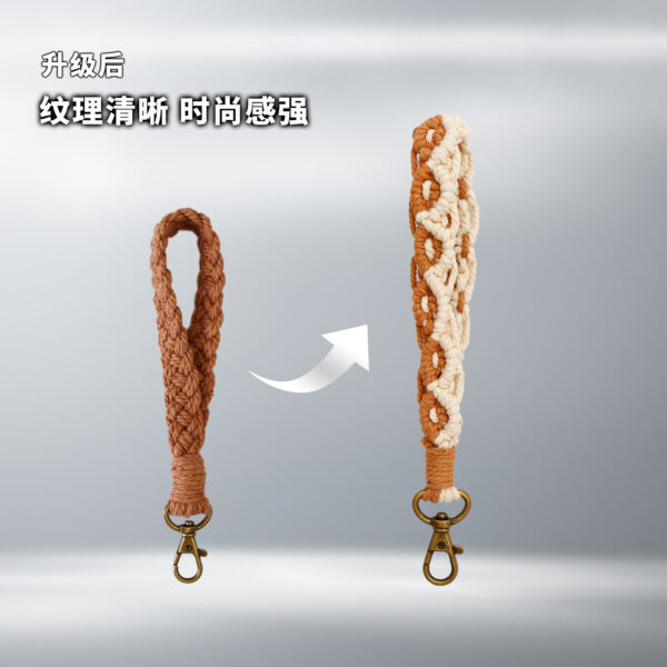 Wholesale Handwoven Flower Daisy Cotton Rope Lanyard Keychain