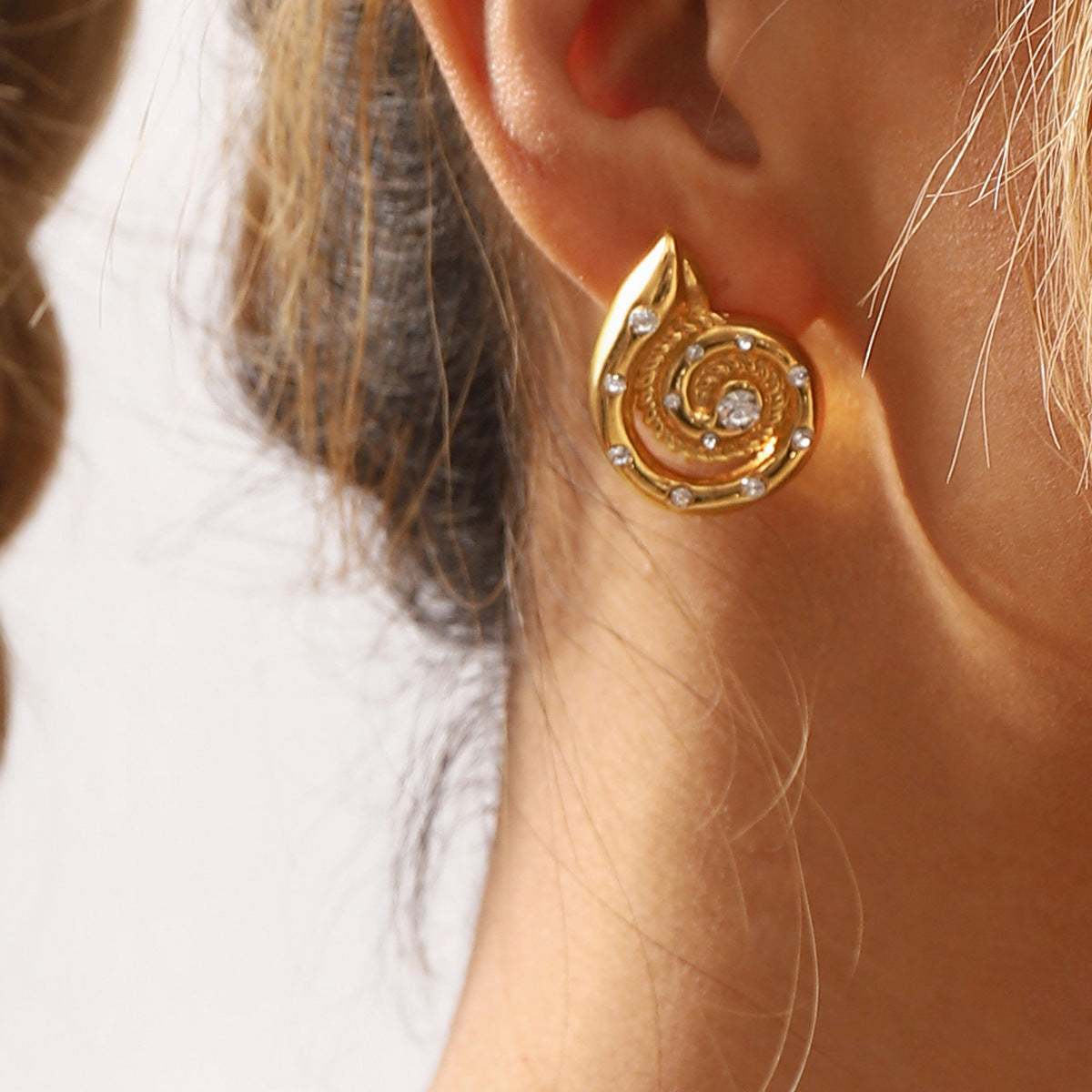Wholesale Fashion Retro Casual Conch Diamond Earrings