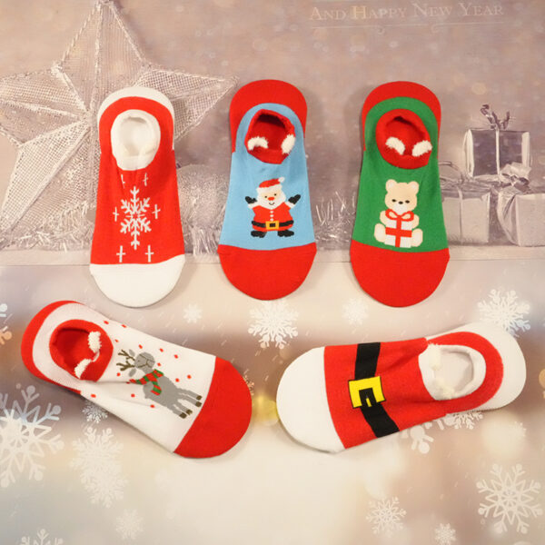 Wholesale Autumn and Winter New Christmas Christmas Stockings Cartoon Version Anti-slip Cute Red Socks