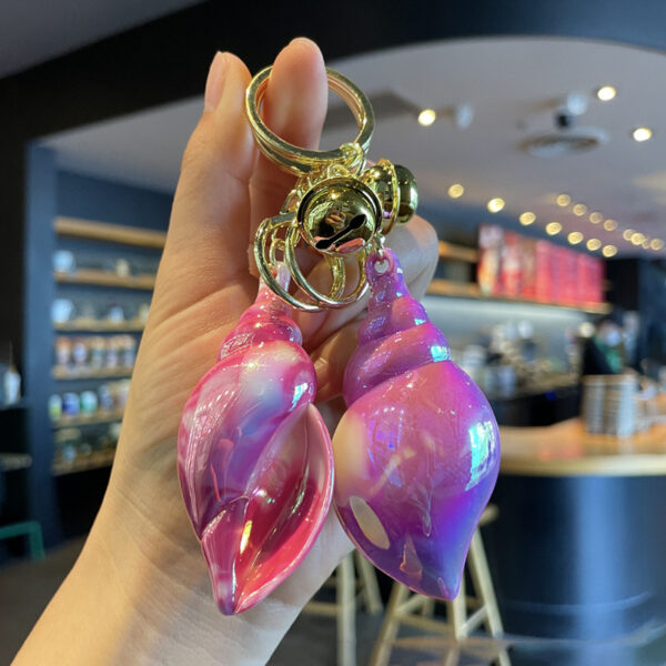 Wholesale Electroplating Colorful Acrylic Conch Keychain