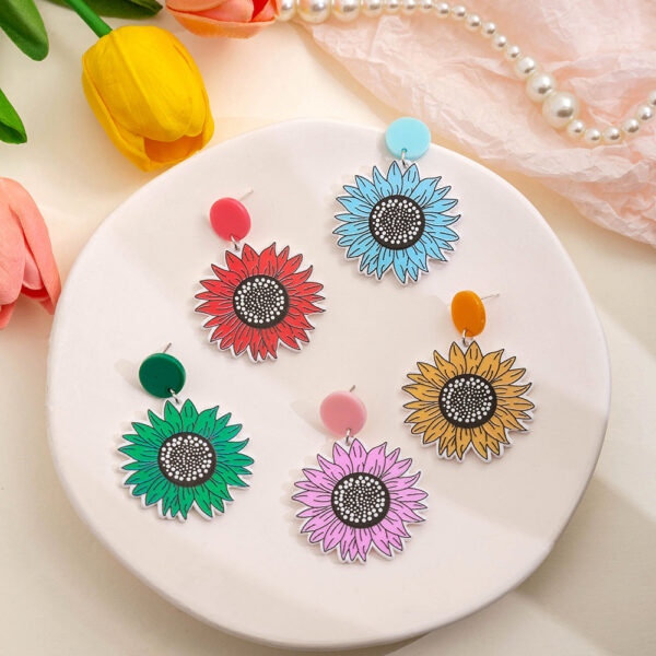 Wholesale Sunflower Acrylic Earrings
