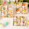 Wholesale Easter 4-grid Wooden Boxes with Wooden Dwarf Radish Pendant Decorations