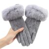 Wholesale wool plus fluffy mouth touch screen women's autumn and winter warm fashion cycling windproof gloves