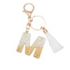Wholesale White Tassel 26 Letter Crystal Resin Keychain