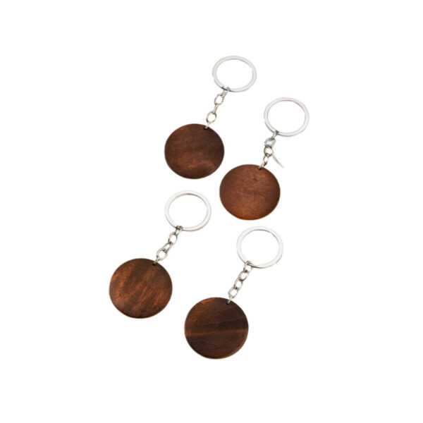 Wholesale DIY Blank Round Wood Chip Keychain