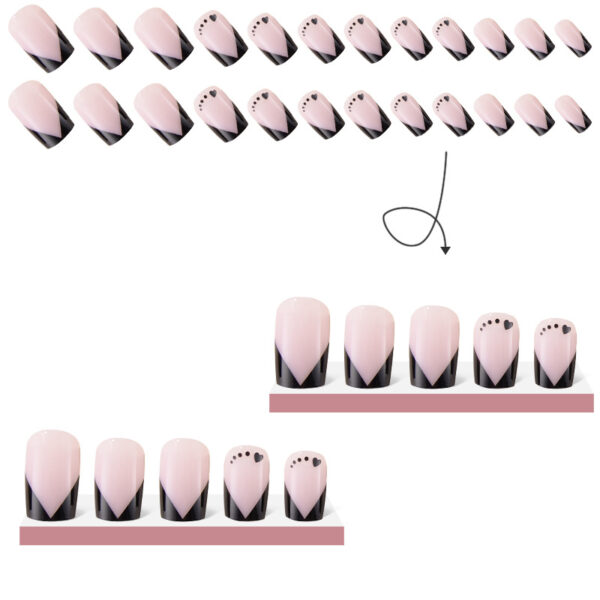 Wholesale French Black Love Plastic Fake Nail Patches