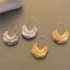 Wholesale Alloy Textured Gold Leaf Earrings with Concave Convex Texture