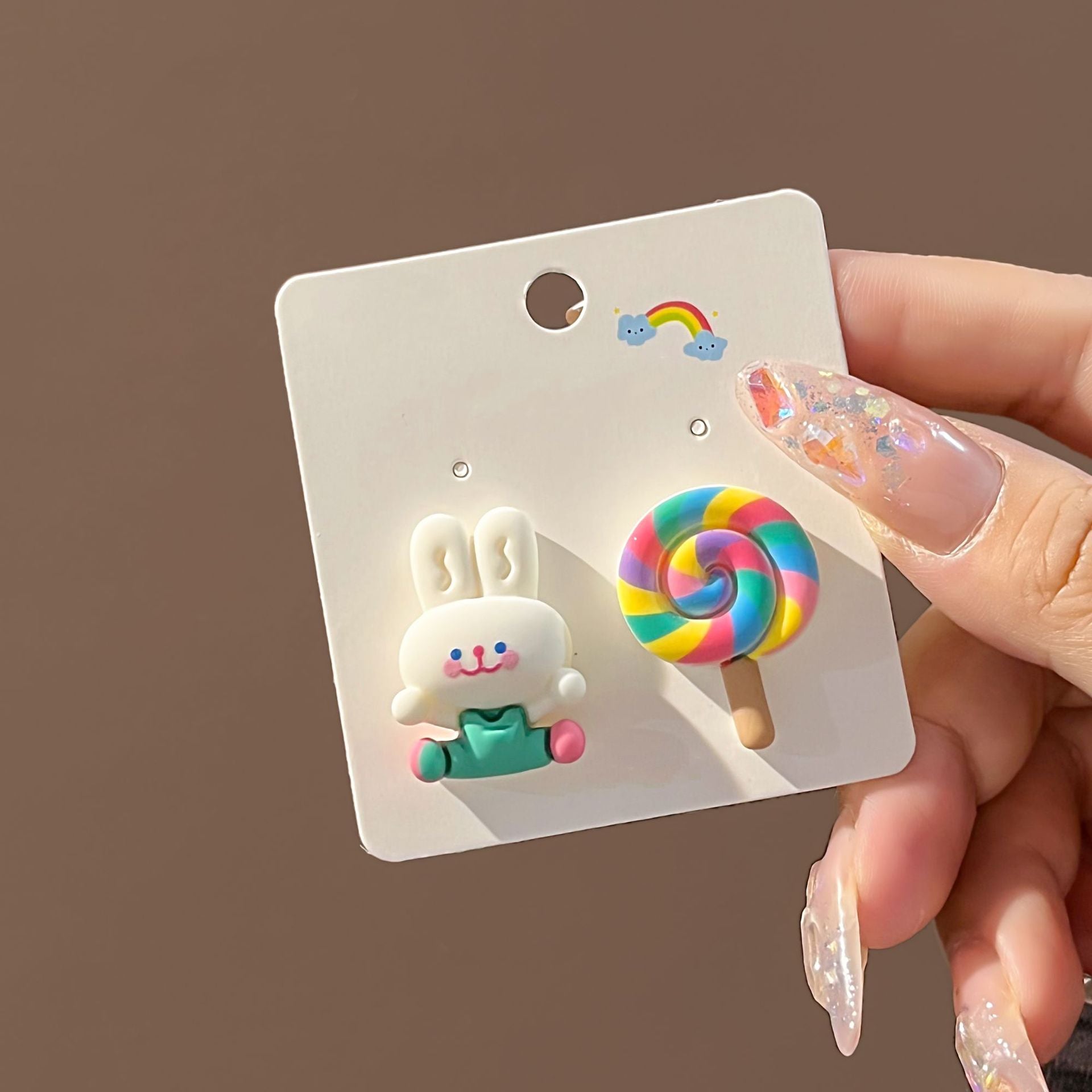 Wholesale Candy Color Rabbit Bear Ice Cream Match Color Strawberry Ft Resin Earrings