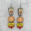 Wholesale Thanksgiving Pumpkin Maple Leaf Coffee Cup Wooden Earrings Halloween Earrings
