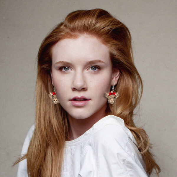 Wholesale Bow Yak Highland Wooden Earrings