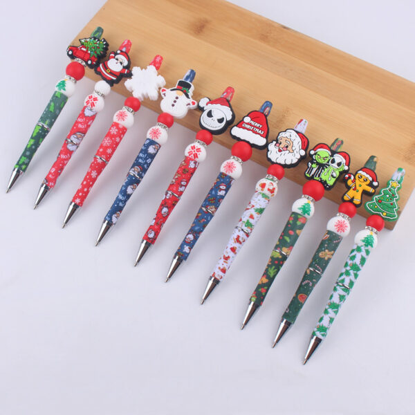 Wholesale Cartoon Christmas Silicone Handmade Plastic Beaded Pen