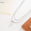 Wholesale Double Layer French Pearl Copper Pendant Stacking Necklace