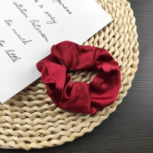 Satin large intestine hair band [wine red]]