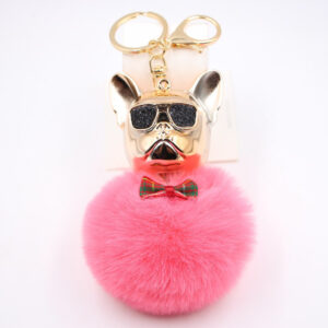 Watermelon red / Cool Dog fur ball keychain
