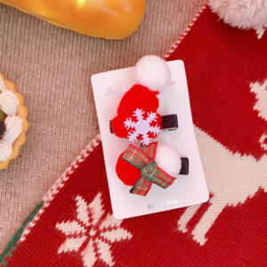 Red and white fur ball hat