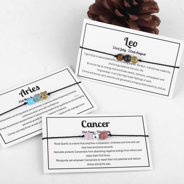 Wholesale Faceted Stone Beads 12 Zodiac Signs Hand-woven Crystal Bracelet