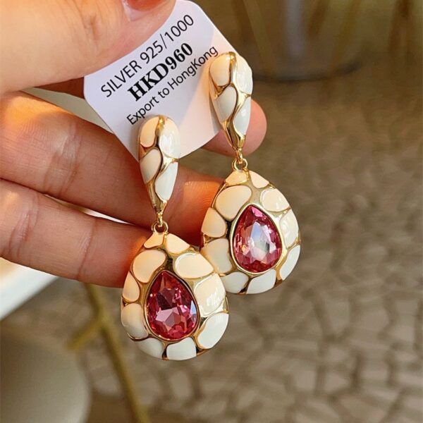 O1CN01Z7TMBH1NU1TlvWeH8_2810171572-0-cib Wholesale Turtle Crack Inlaid Gemstone Water Drop Earrings