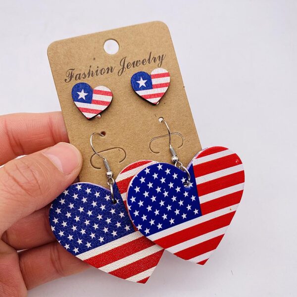 O1CN01Z82QAQ2CFraUCReKi_2207539588445-0-cib Wholesale Independence Day American Flag Leather Earrings Stud Set