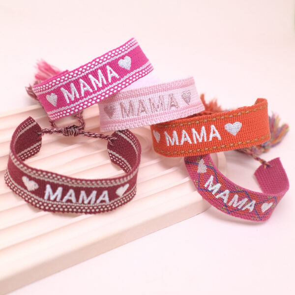 Wholesale Mother's Day MAMA Fabric Woven Bracelet