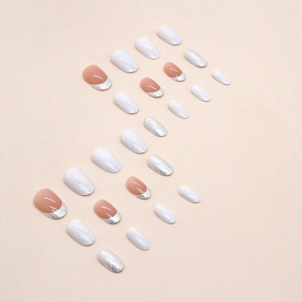 O1CN01Z9KvO41qQveGJStmM_3917635491-0-cib Wholesale Short Oval Cream White Solid Color Nail Stickers