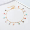 Wholesale Color Irregular Shape Peach Heart Round Drop Shape Alloy Anklets