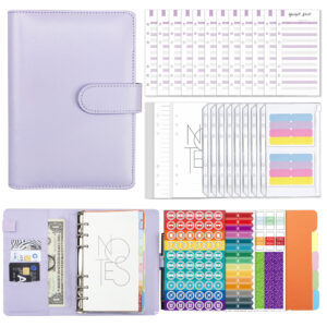 A6 / Macaron High Match-Purple (Same Color Card 12 Partition Paper 1 Zipper Bag 8 Horizontal Line 4 May Plan 14 8 Labels 2 3 Multifunctional Stickers)