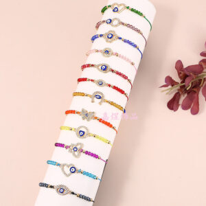 Wholesale Jewelry Colored Devil Eye Alloy Bracelet Set of 12