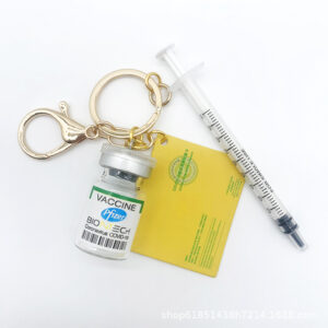 A: needle + bottle + card