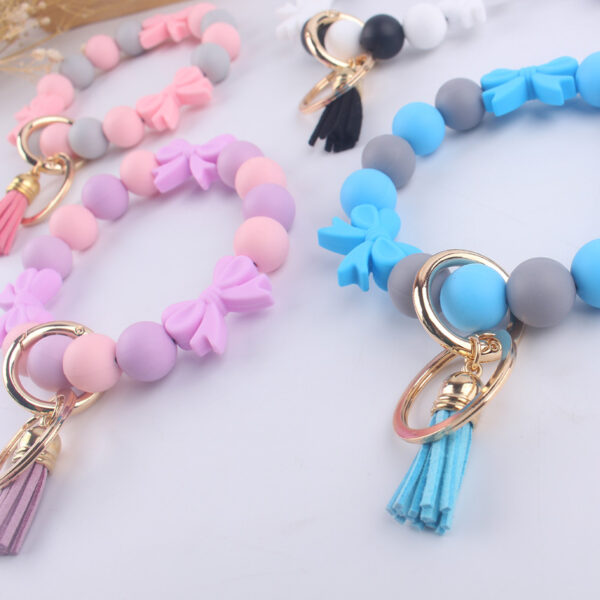 Wholesale Cartoon Bow Knot Silicone Handmade Beaded Wrist Key