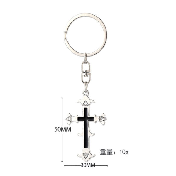 Wholesale Halloween Zinc Alloy Four Diamond Flower Cross Keychain