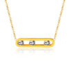 Wholesale Oval Geometric Frame Dynamic Zircon Titanium Steel Necklace