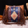 Wholesale Cotton Linen Aztec Pattern Vintage Hand Woven Tassel Bag