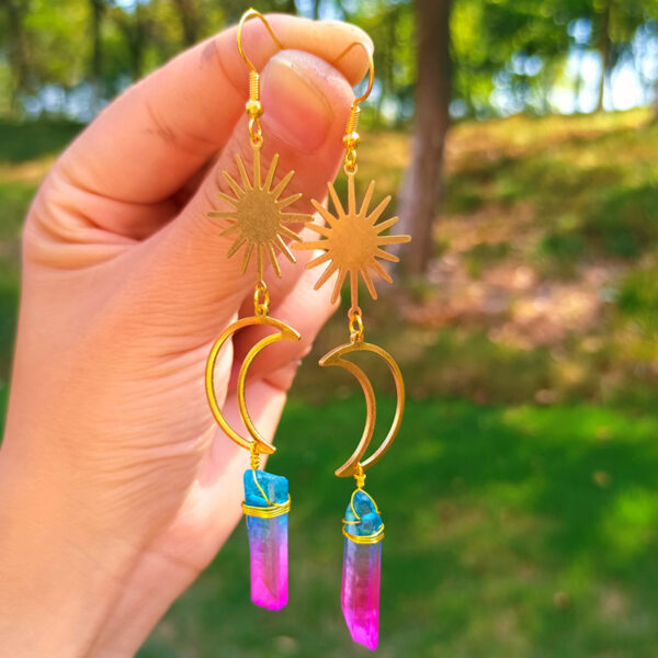 Wholesale Moon Sun Crystal Alloy Earrings