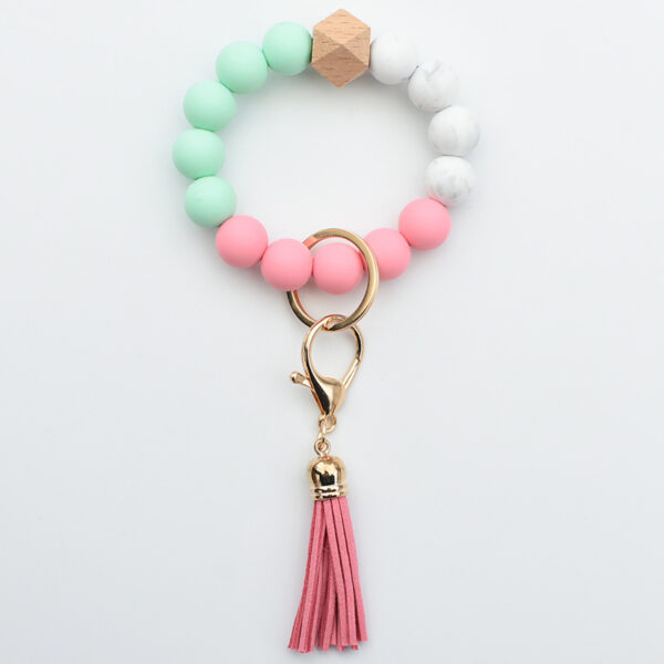 Wholesale Colorful Silicone Beaded Wrist Keychain