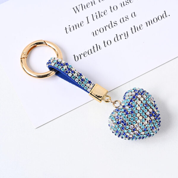 Wholesale PU Diamond Crystal Peach Heart Love Keychain