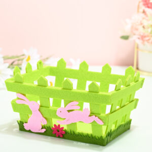 Easter square basket C fence rabbit