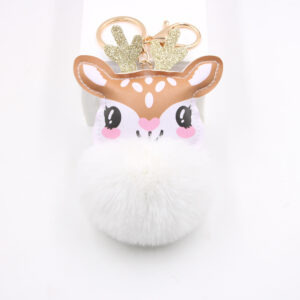 White / Fawn fur ball pendant