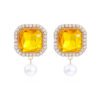Wholesale Square Color Crystal Alloy Earrings