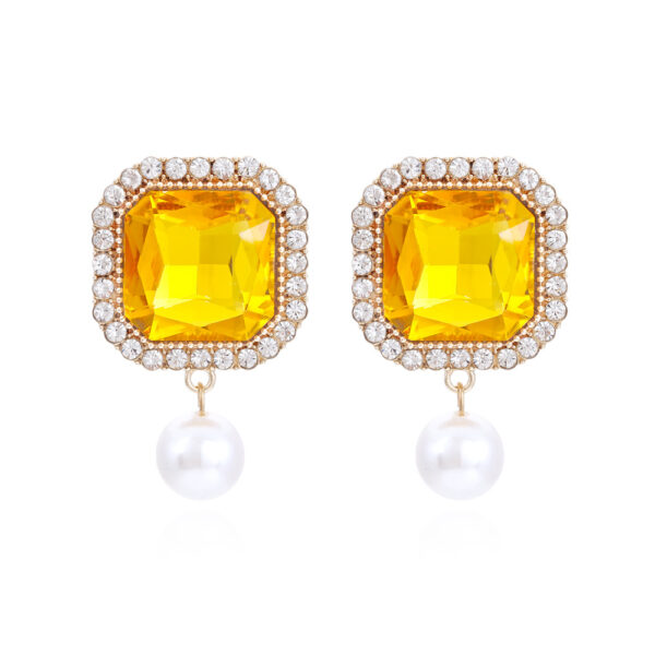 Wholesale Square Color Crystal Alloy Earrings
