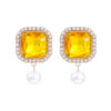 Wholesale Square Color Crystal Alloy Earrings