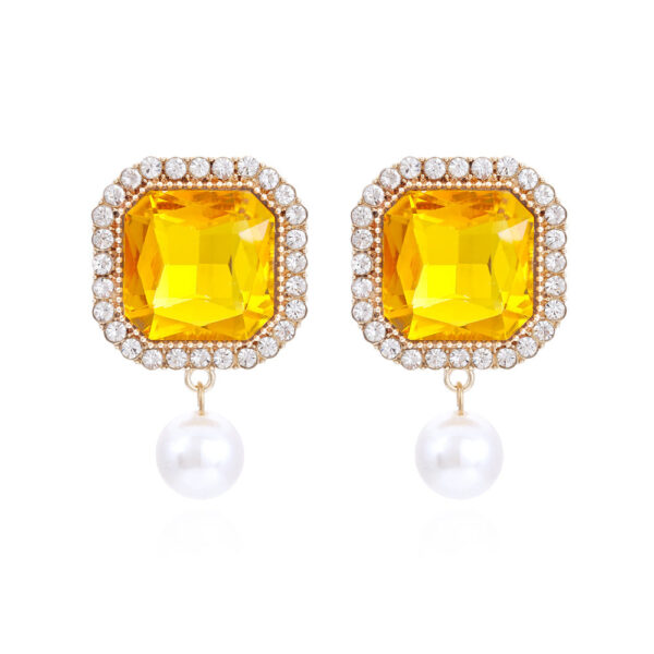 Wholesale Square Color Crystal Alloy Earrings