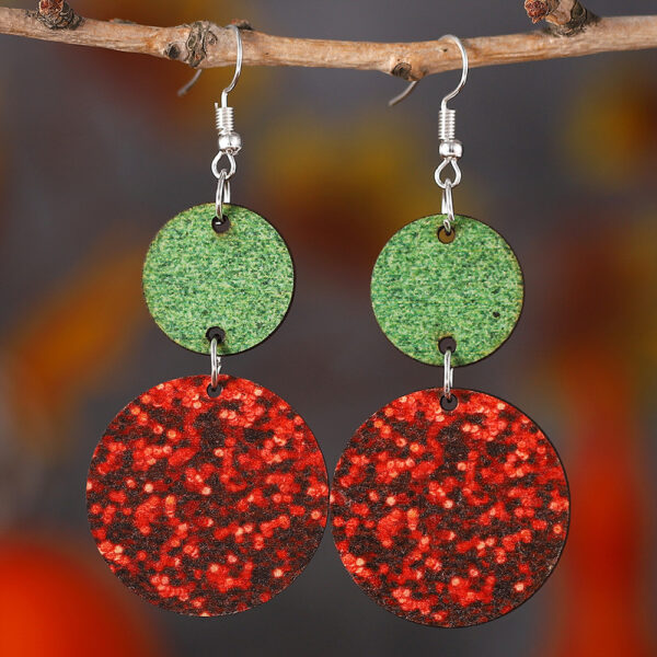 O1CN01ZIWyWz1ZzPx2CU6Tq_2214986983265-0-cib Wholesale Christmas Round Double Sided Wooden Sequin Glitter Red and Green Earrings