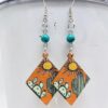 Wholesale Western Style Turquoise Cactus Sunset Wooden Earrings
