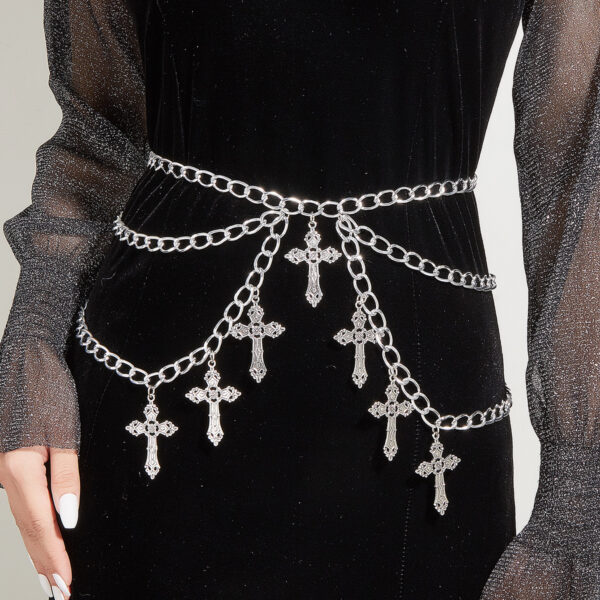 Wholesale Hollow Cross Pendant Wave Waist Chain Multi-layer Body Chain