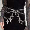 Wholesale Hollow Cross Pendant Wave Waist Chain Multi-layer Body Chain