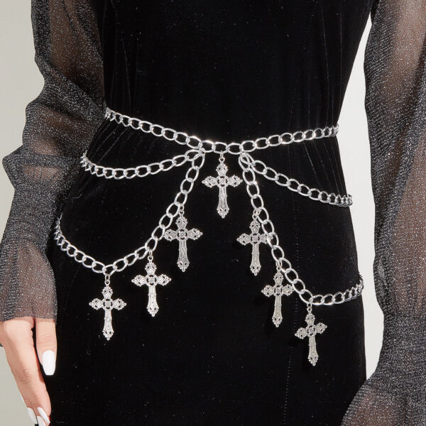 Wholesale Hollow Cross Pendant Wave Waist Chain Multi-layer Body Chain