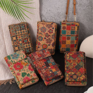 Wholesale Vintage Bohemian Style Wallet, Wood Grain Mobile Phone Bag, Zero PU Wallet